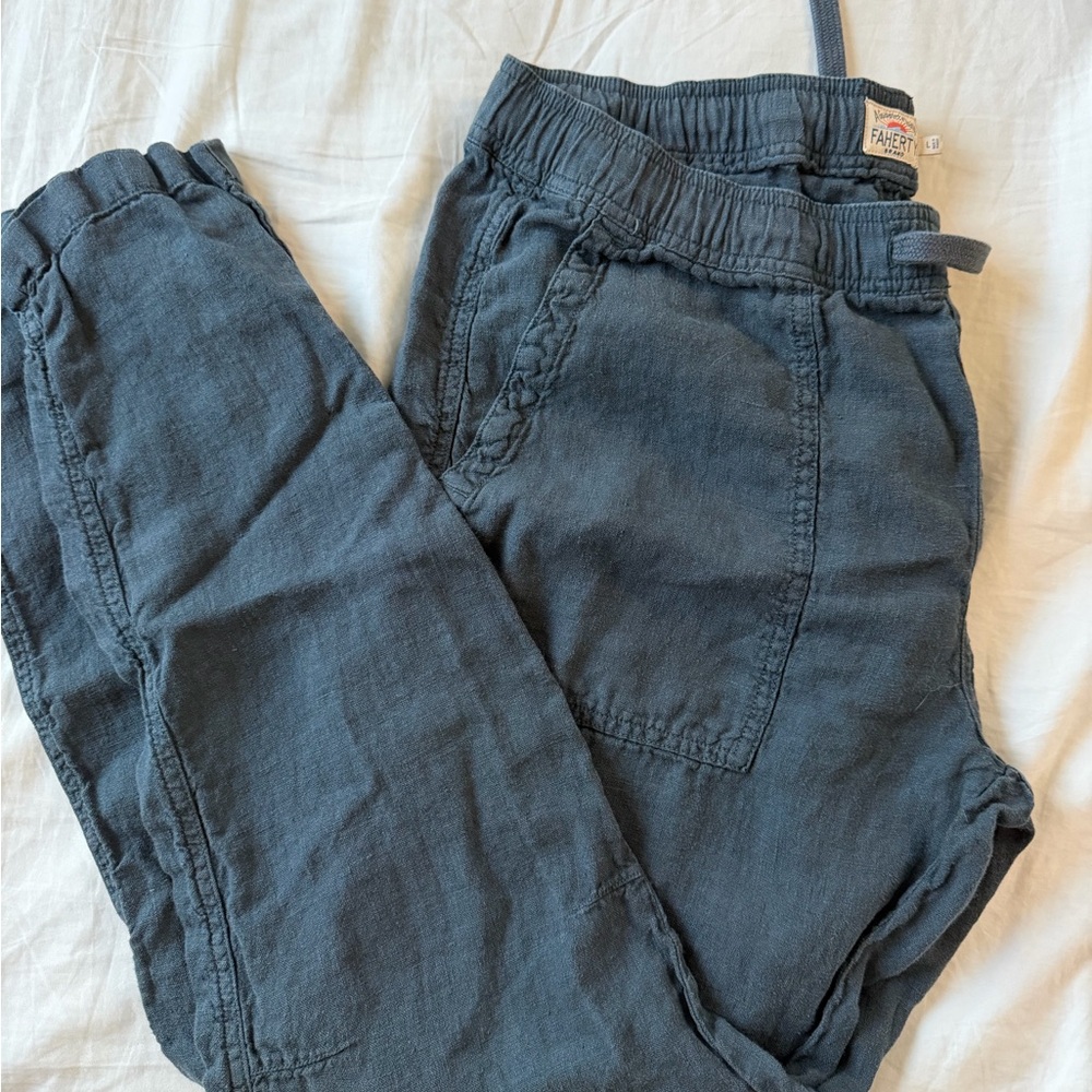 Faherty Blue Drawstring Linen Pants - image 5
